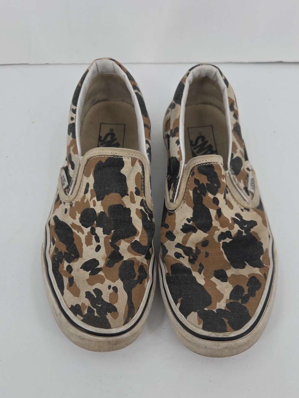 Vans Slip-On Sneakers in Tan and Black Camo Print